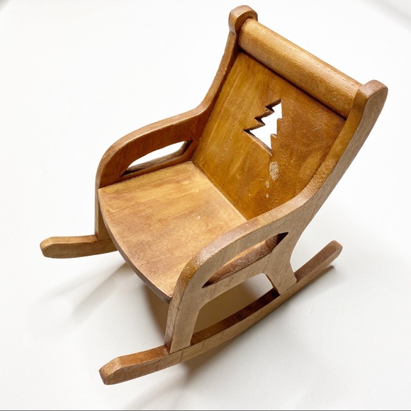 Vintage Wooden Doll Rocking Chair Christmas Decor